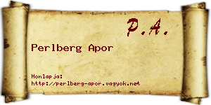 Perlberg Apor névjegykártya